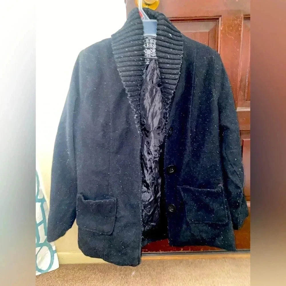 90s girls black pea coat XL​​